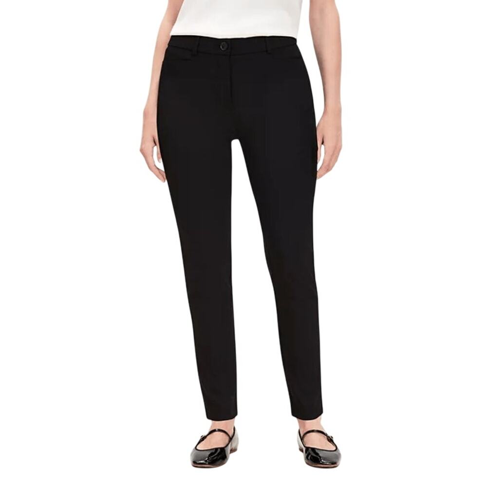 LOFT Black Curvy Skinny Ankle Pants Ladies Stretch Pleated Work Slacks Sz 8